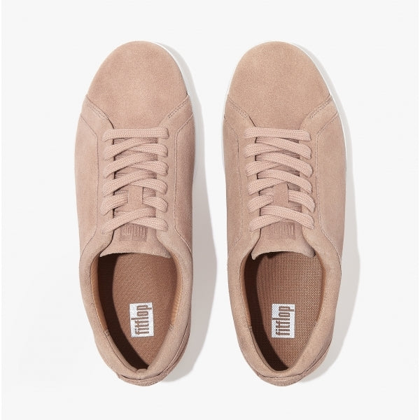 FitFlop RALLY Womens Suede Trainers Beige Buff