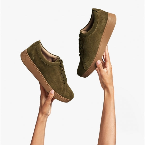 FitFlop RALLY Womens Suede Trainers Mossy