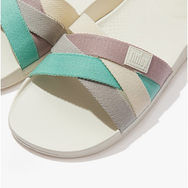 FitFlop iQUSHION Womens Multi-Strap Sliders Cream Mix