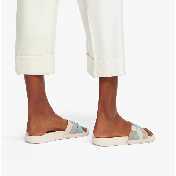 FitFlop iQUSHION Womens Multi-Strap Sliders Cream Mix