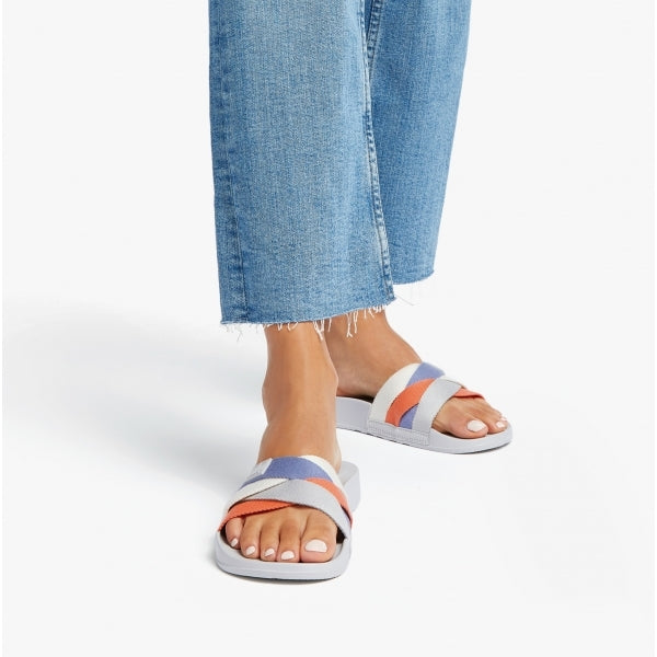 FitFlop iQUSHION Womens Multi-Strap Sliders Soft Grey Mix