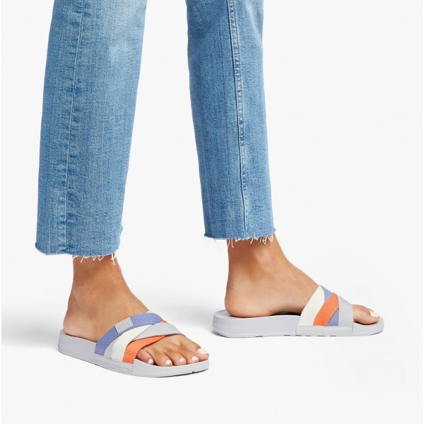 FitFlop iQUSHION Womens Multi-Strap Sliders Soft Grey Mix