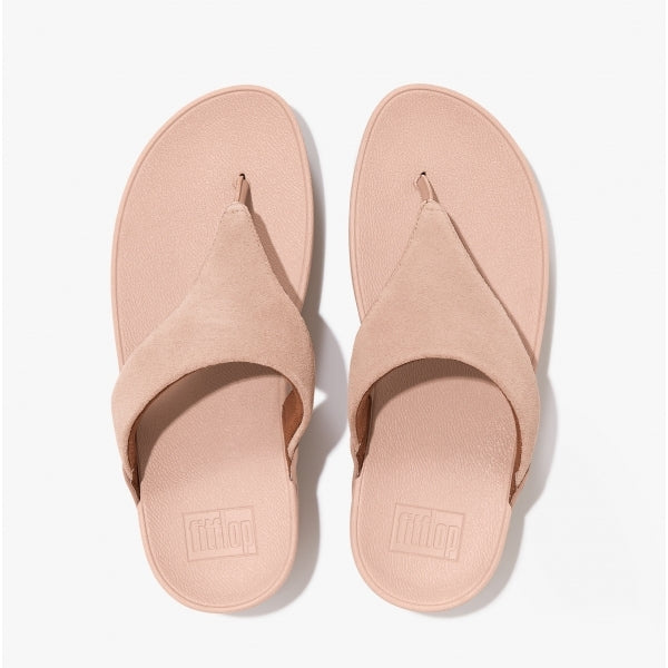 FitFlop LULU Womens Suede Toe-Post Sandals Beige