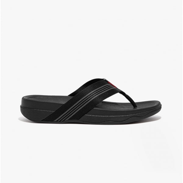 FitFlop SURFER STRIPE Mens Toe-Post Sandals All Black