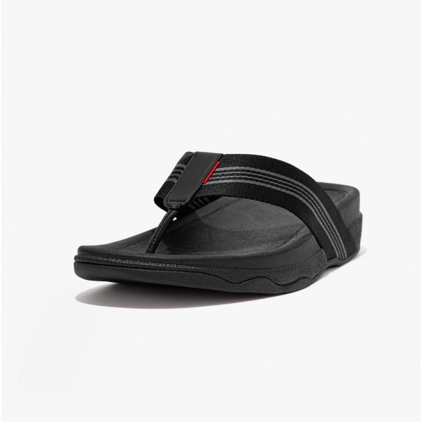 FitFlop SURFER STRIPE Mens Toe-Post Sandals All Black