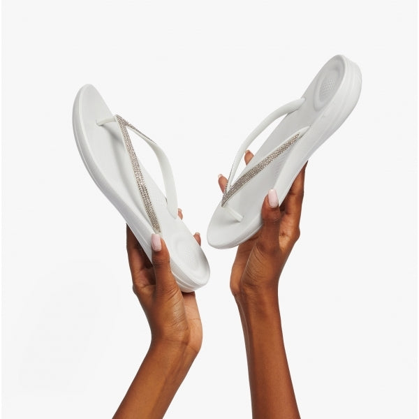 FitFlop iQUSHION SPARKLE Womens Flip-Flops Soft Grey