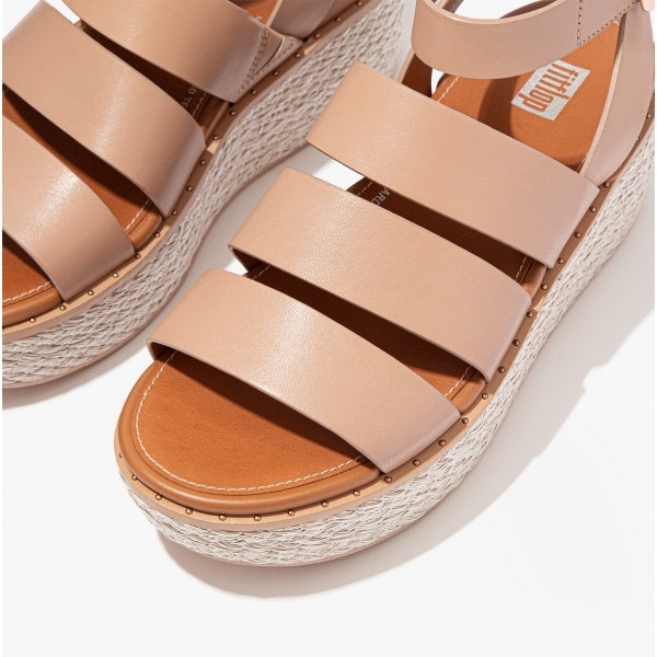 FitFlop ELOISE Womens Espadrille Strappy Wedge Sandals Beige