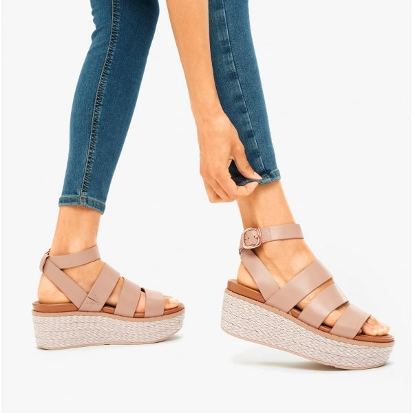 FitFlop ELOISE Womens Espadrille Strappy Wedge Sandals Beige