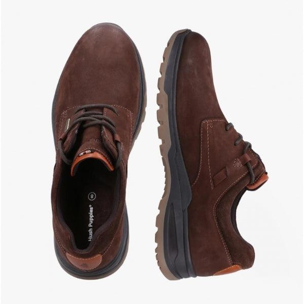 Hush Puppies PELE Mens Leather Shoes Brown Nubuck