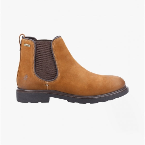 Hush Puppies PRESTON Mens Leather Chelsea Boots Tan Nubuck