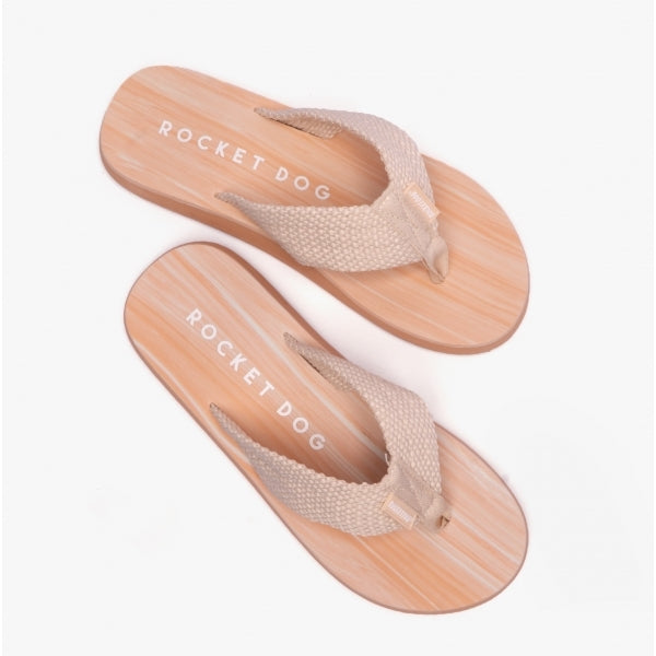 Rocket Dog ADIOS Womens Webbing Flip-Flops Double Cream