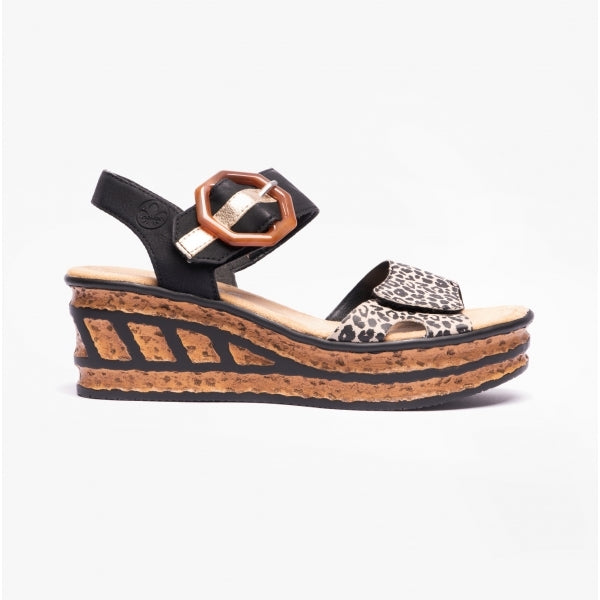 Rieker 68176-00 Womens Sandals Black Multi