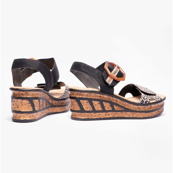 Rieker 68176-00 Womens Sandals Black Multi