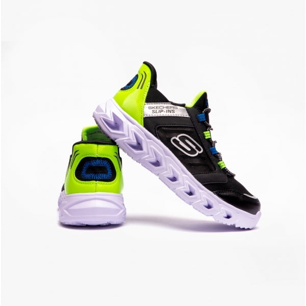 Skechers 403843L/BKLM HYPNO-FLASH 2.0 - ODELUX Boys Trainers Black/Lime