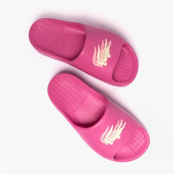 Lacoste CROCO 2.0 Womens Cushioned Sliders Pink/Off White