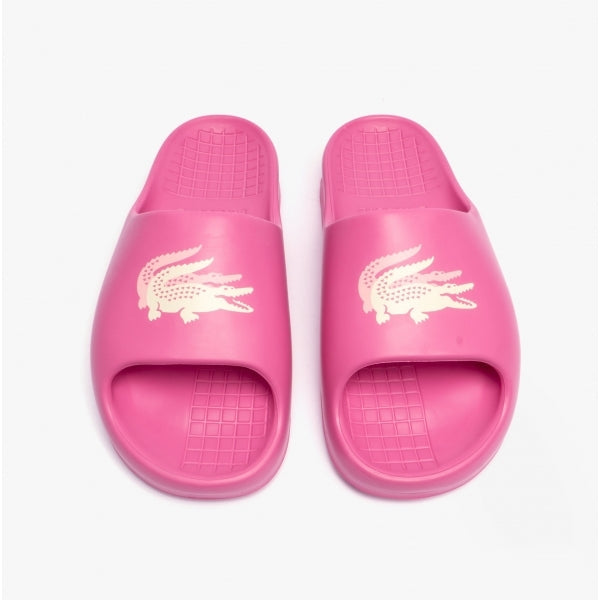 Lacoste CROCO 2.0 Womens Cushioned Sliders Pink/Off White