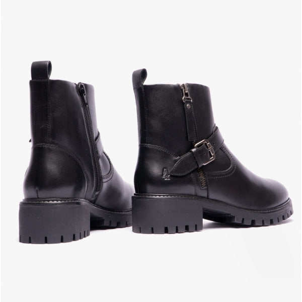 Hush Puppies ANNA Womens Leather Zip-Up Ankle Boots Black