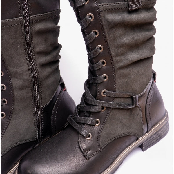 Cipriata GABRIELA Womens Lace-Up Tall Boots Black Brush