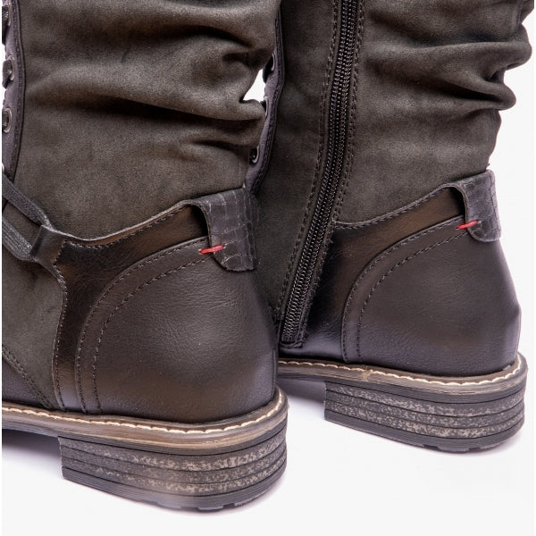 Cipriata GABRIELA Womens Lace-Up Tall Boots Black Brush