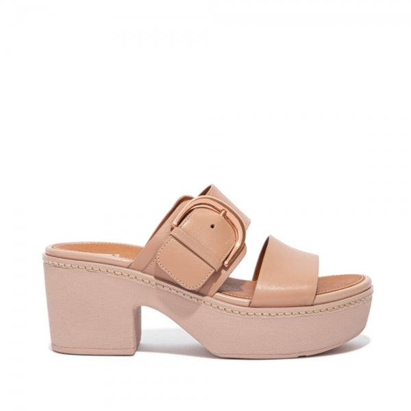 FitFlop PILAR Womens Platform Mule Sandals Beige