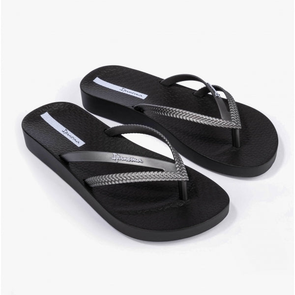 Ipanema BOSSA SOFT Womens Platform Vegan Flip-Flops Gun Black