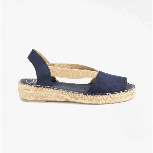 Toni Pons ETNA Womens Leather Open-Toe Espadrilles Navy