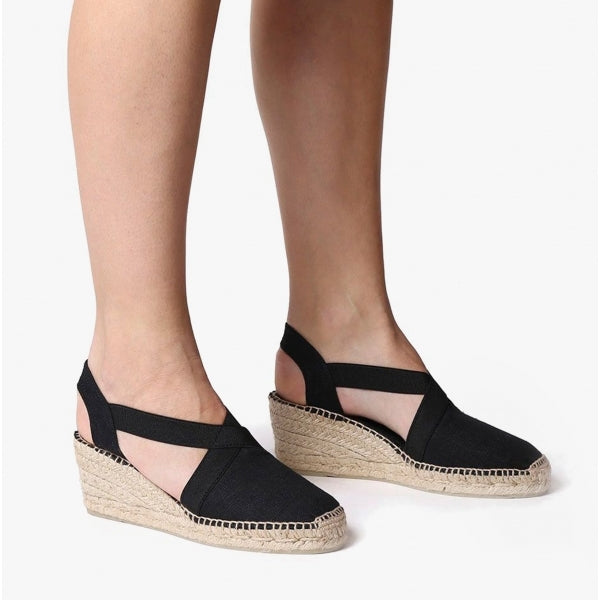 Toni Pons TER Womens Vegan Wedge Espadrilles Black
