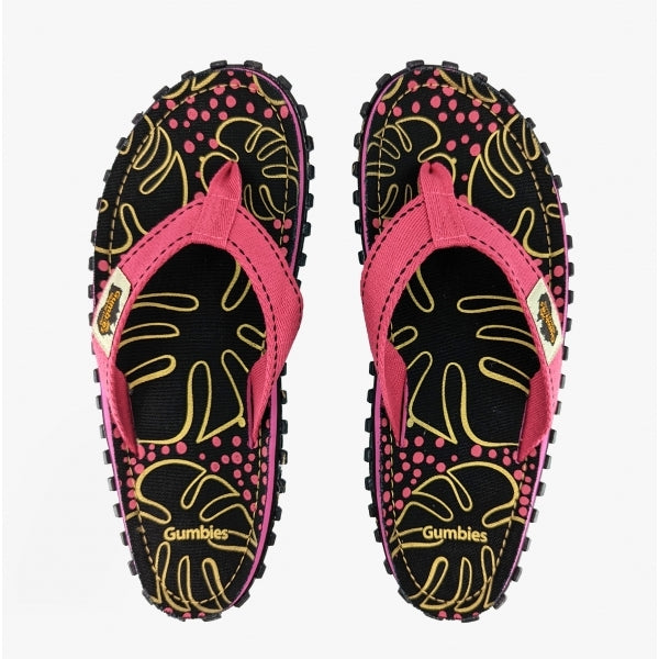 Gumbies ISLANDER Womens Recycled Flip-Flops Tropical Black