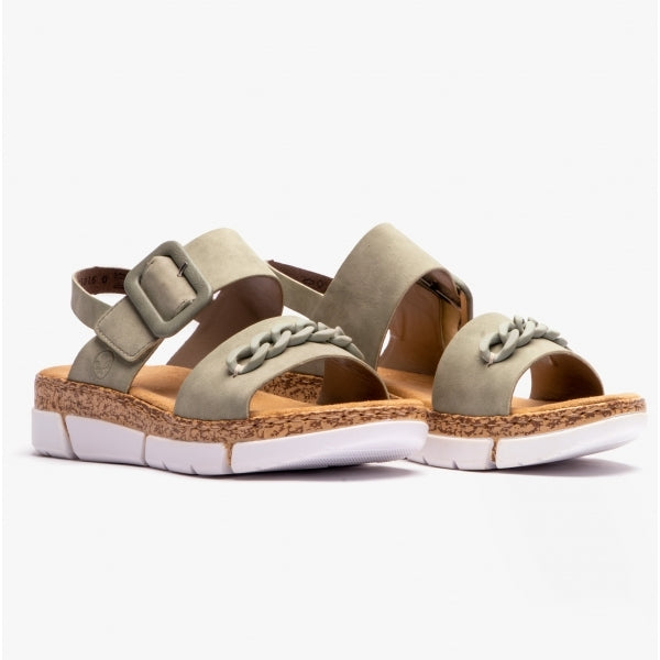 Rieker V2350-52 Womens Sandals Green
