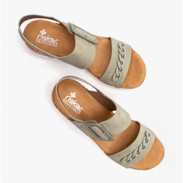 Rieker V2350-52 Womens Sandals Green