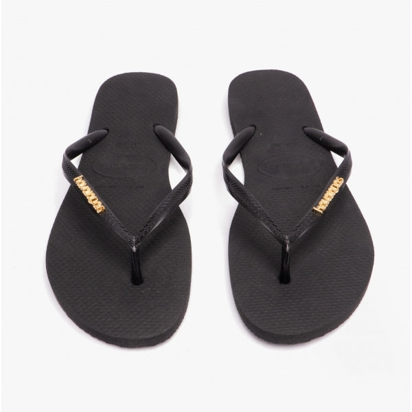 Havaianas HAV SLIM LOGO METALLIC Womens Flip-Flops Black/Gold