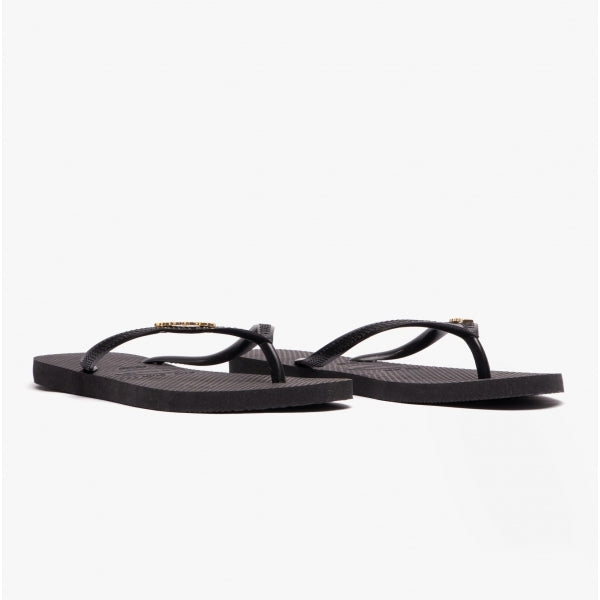 Havaianas HAV SLIM LOGO METALLIC Womens Flip-Flops Black/Gold