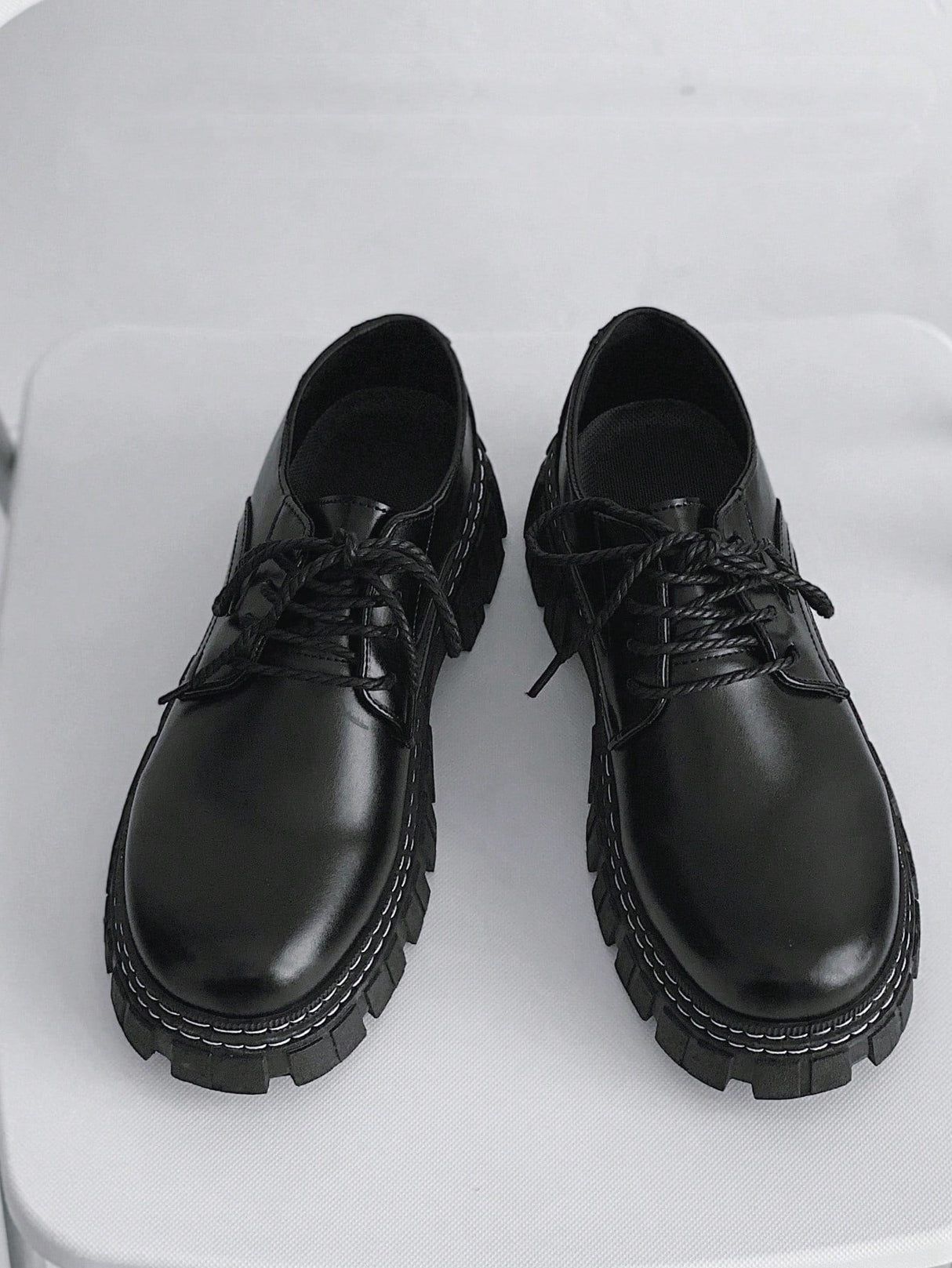 Men's Leather Shoes Men's Lace-up Shoes Thick Sole British Business Formal Casual Shoes, Black Wedding Shoes For Men