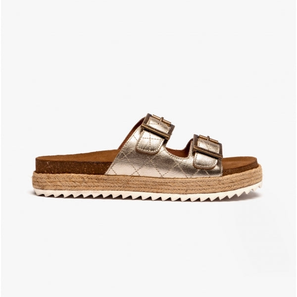 Barbour PAMELA Womens Quilted Sandals Gold Metallic