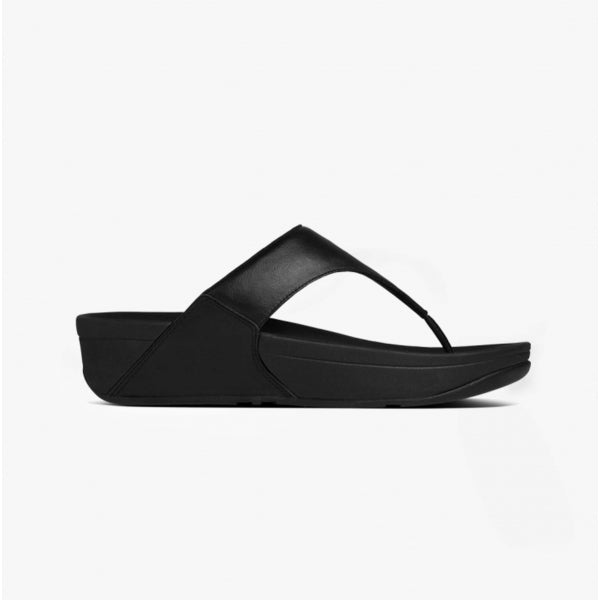 FitFlop LULU Womens Leather Toe Post Sandals Black