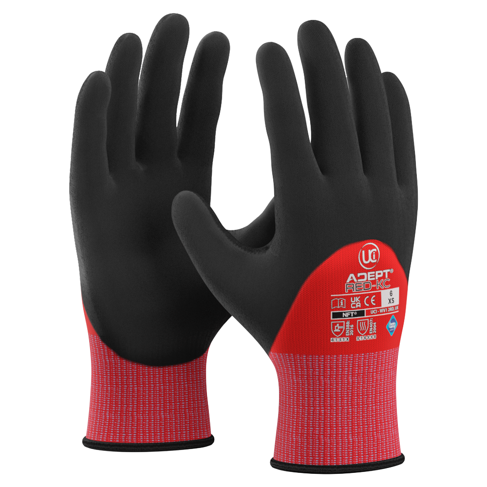 Adept KC Red Knuckle Coated NFT Gloves (10 Pack)
