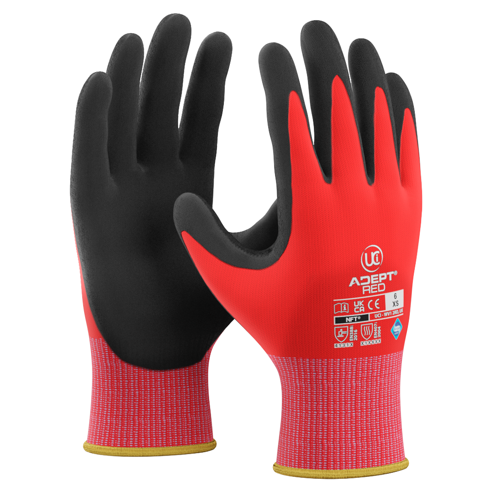 Adept Red NFT Palm Coated Gloves (10 Pack)