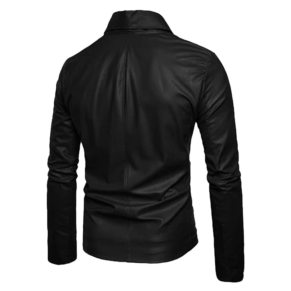 Men's Leather Biker Jacket | Black