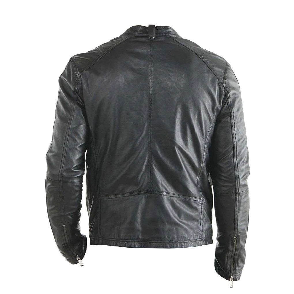 Men's Pure Leather Biker Jacket | Black