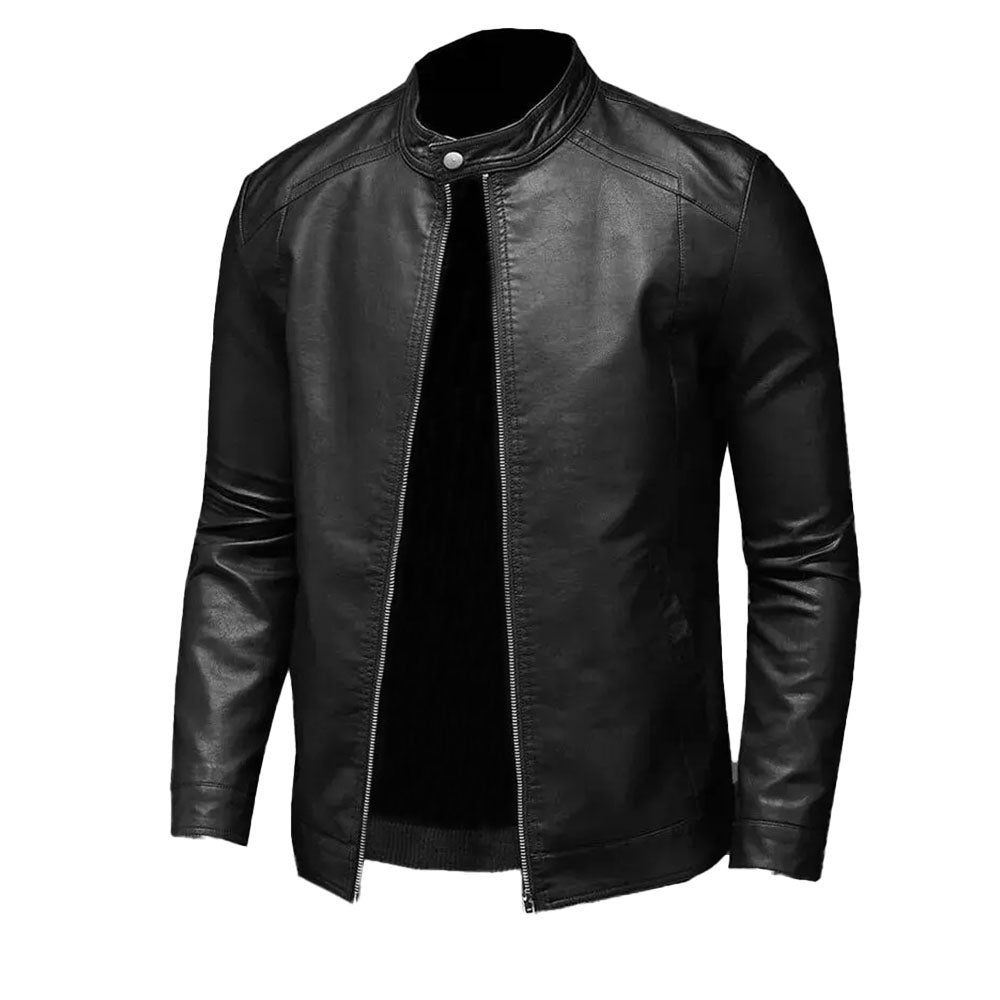 Men's Cafe Racer Leather Jacket | Black