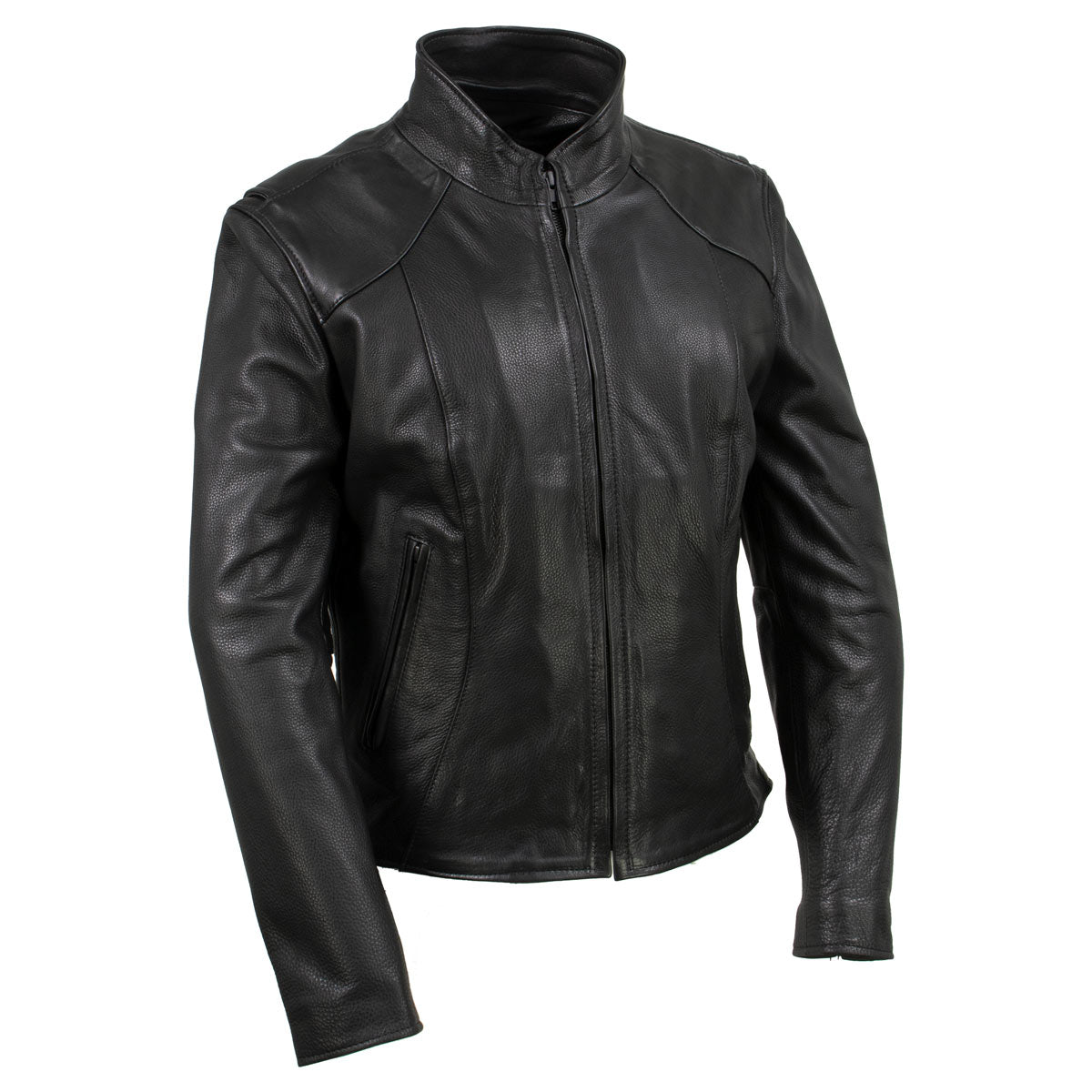 Women's Café Racer Motorcycle Leather Jacket | Black