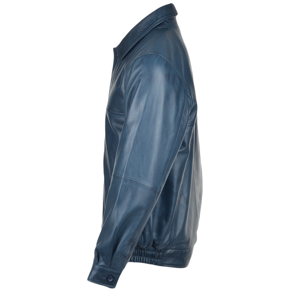 Men' Genuine Classic Leather Jacket | Black & Blue