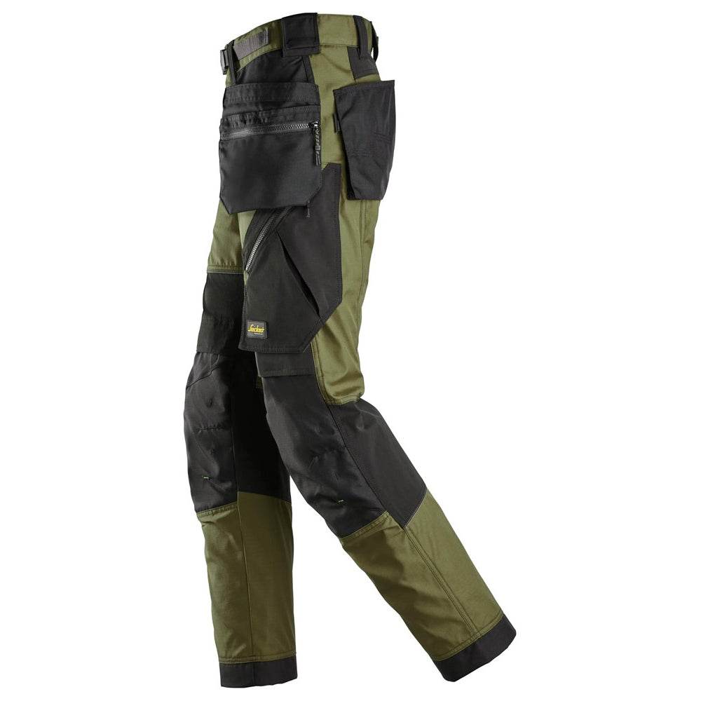 Snickers 6902 FlexiWork, Kneepad Holster Pocket Work Trousers Khaki Green