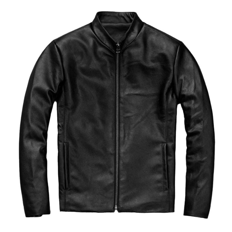 Men's Moto Racer Leather Jacket | Black