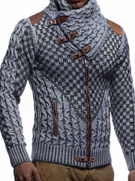 Men's Winter Sweater Casual Long Sleeve Knitted Sweater Turtleneck Zipper Cardigan Sweaters High Collar Knitwears Men's Coat 3XL