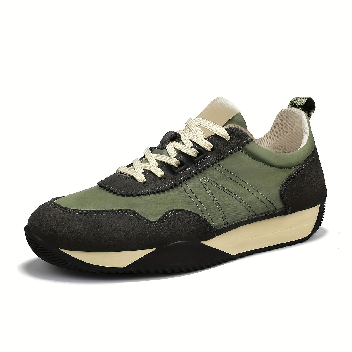 Stylish Men's Casual Hiking Shoes - Breathable Fabric Upper, Durable PVC Sole, Lace-Up Closure, All-Season Outdoor & Casual Attire - Black