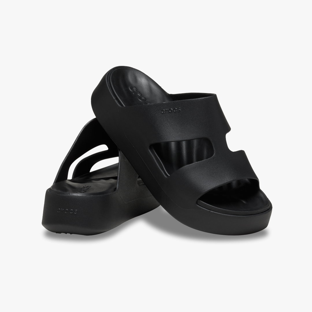 Crocs 209409-001 GETAWAY PLATFORM H-STRAP Womens Sliders Black