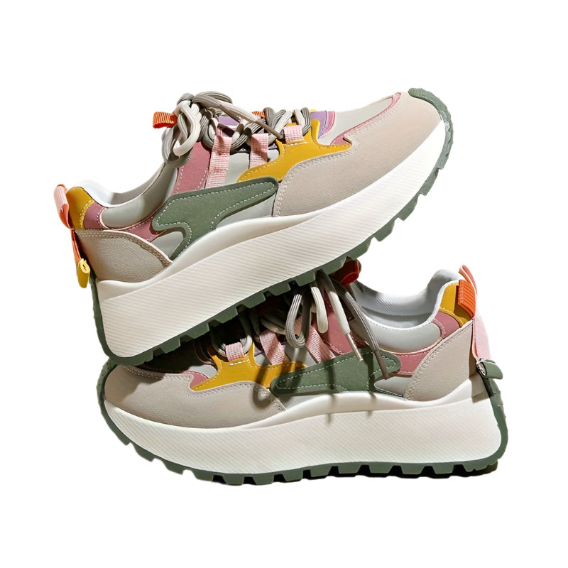 Ultra-Lightweight Breathable, Comfortable Low-Top Lace-Up Shoes with Thick, Cushioned Platform Sole