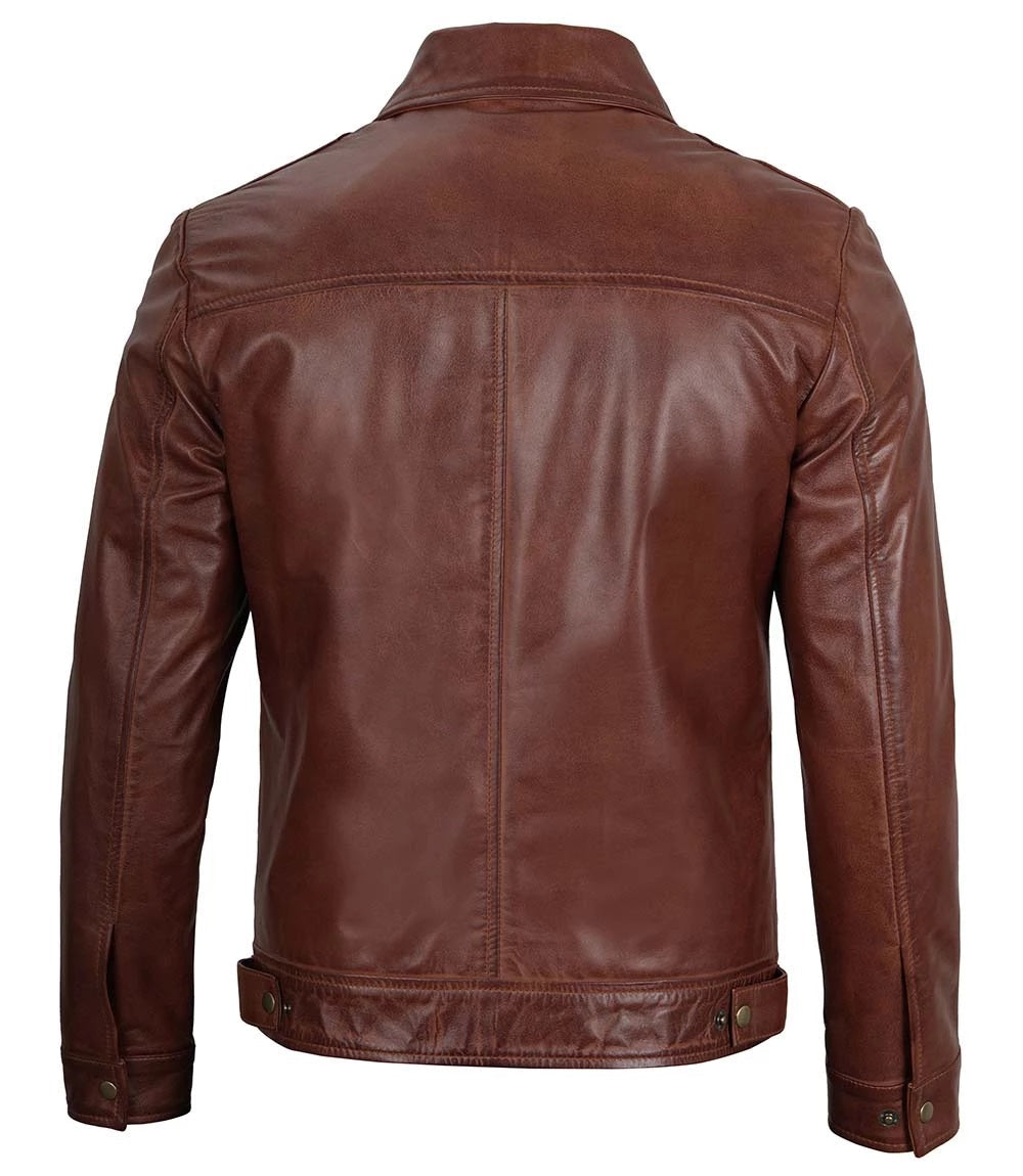 Men's Genuine Harrington Leather Jacket | Brown