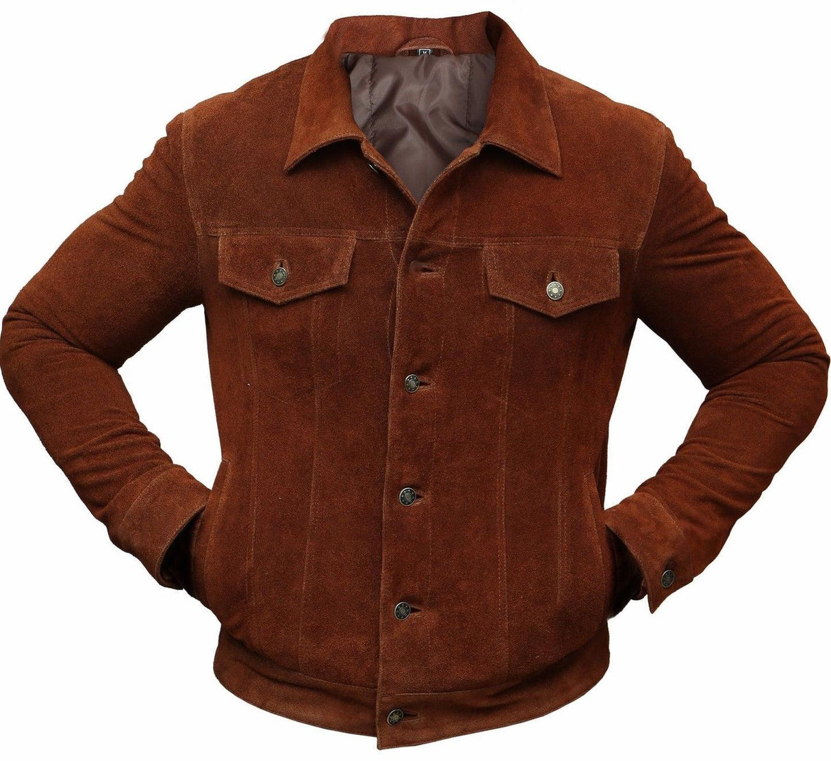 Men's Trucker Suede Leather Jacket, X-Men 2017 Logan Wolverine 3 Hugh Jackman Style | Brown